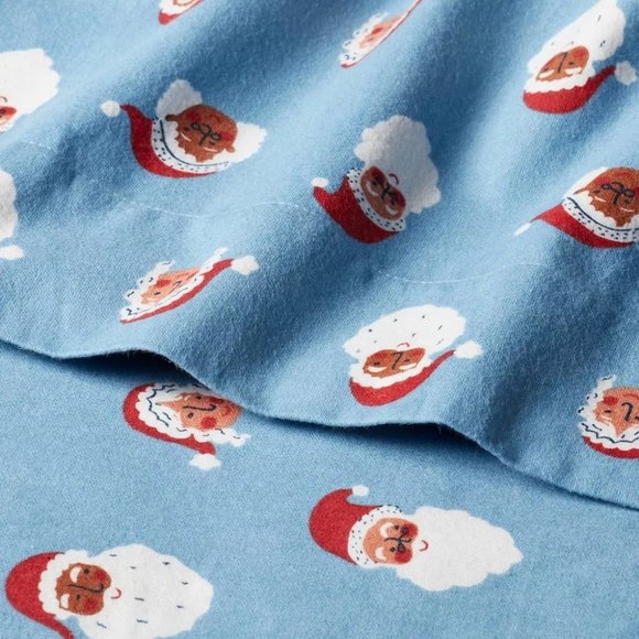Wondershop Holiday Santa Flannel Sheet Set Full - Picture 3 of 10